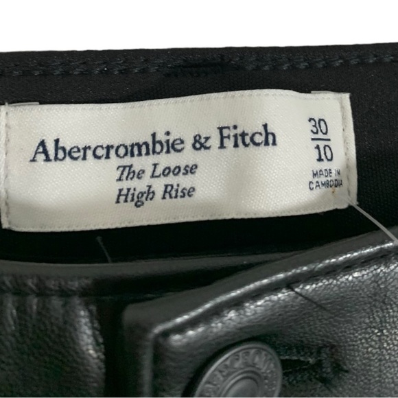 NEW Abercrombie & Fitch Faux Leather High Waist Wide Straight leg Pants Size 30 - Picture 8 of 9